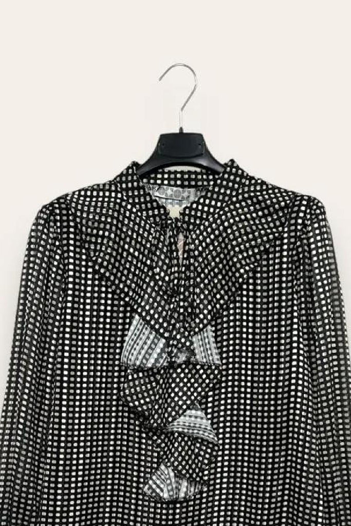 LOVEme Blusa in georgette con lurex e volant