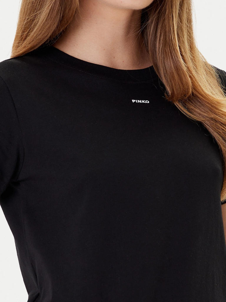 PINKO BASICO T-SHIRT JERSEY LOGO PIN