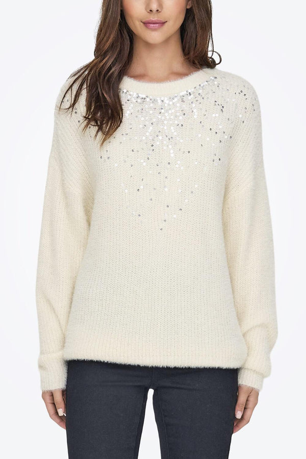 ONLY ONLCLARIS LS SEQUINS O-NECK KNT