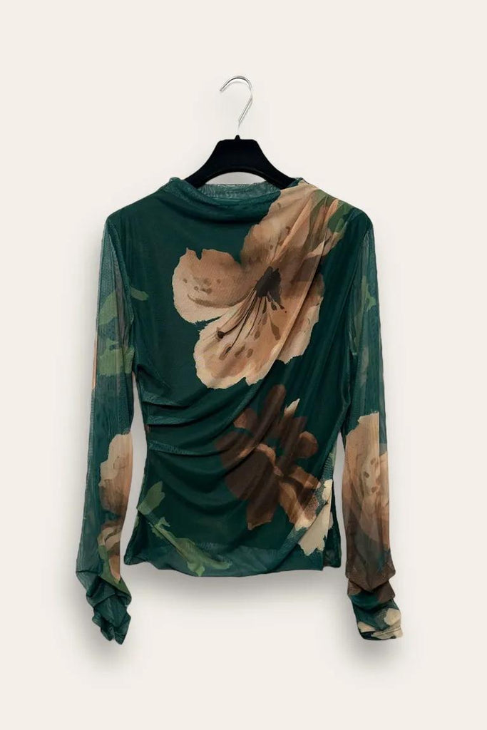 LOVEme Maglietta in tulle in fantasia, con drappeggio