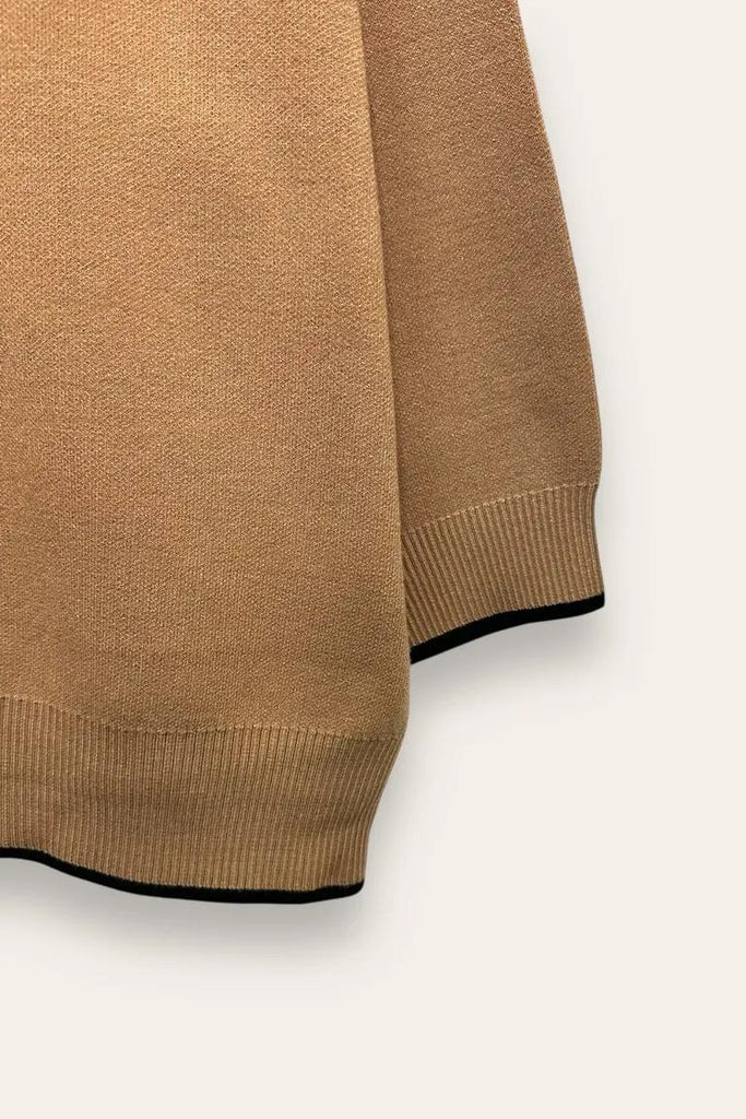 LOVEme Completo maglia manica al gomito e pantalone a palazzo in maglia, fondo a contrasto