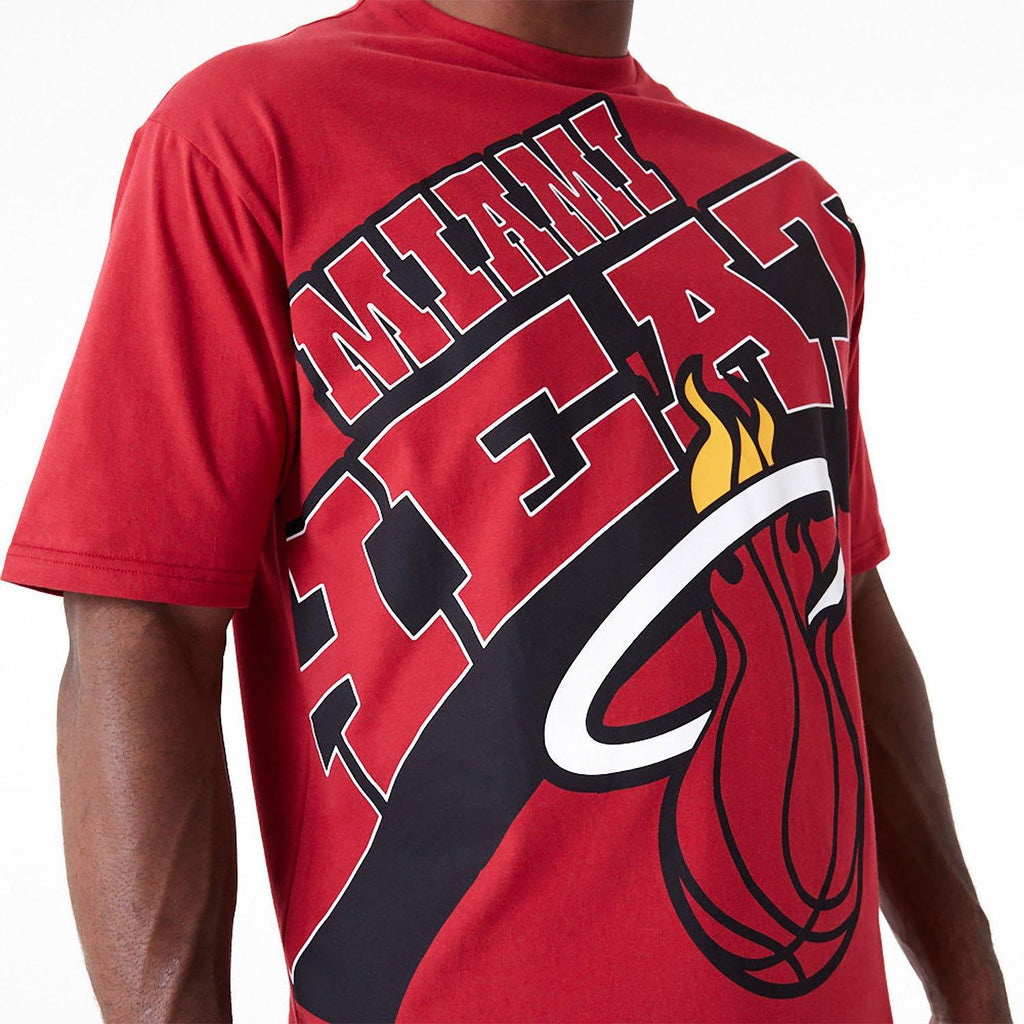 NEW ERA NBA LARGE WRDMRK OS TEE MIAHEA  PNRBLK