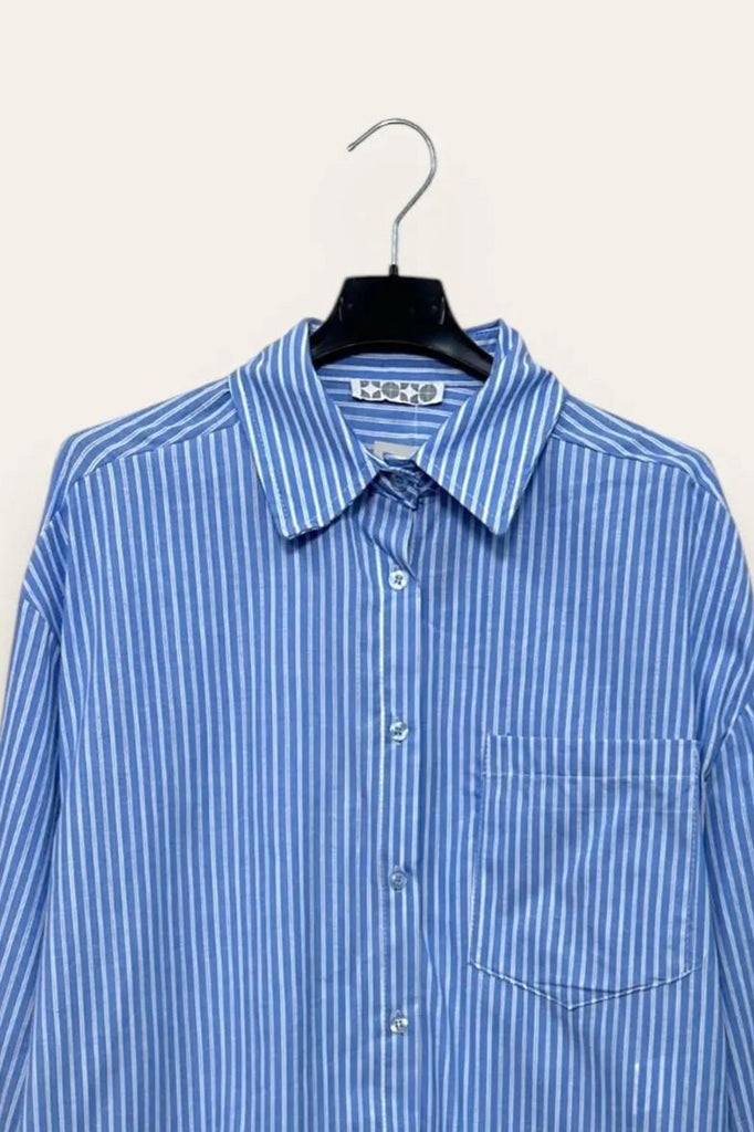 LOVEme Camicia a righe con inserto tinta unita al fondo