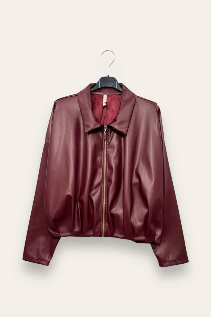 LOVEme Giacca in ecopelle morbida, con zip