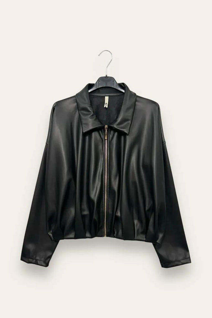 LOVEme Giacca in ecopelle morbida, con zip