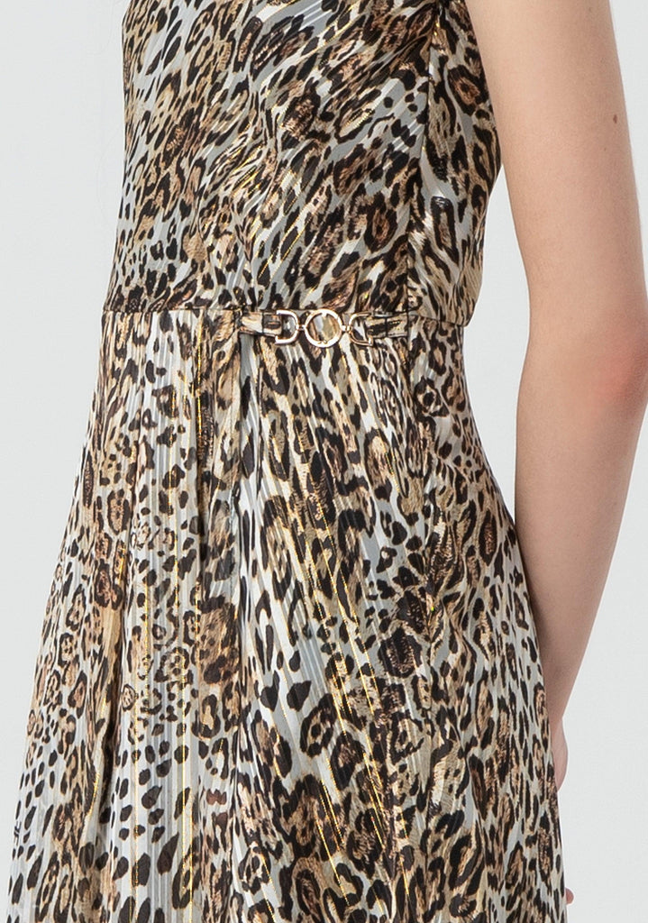 FRACOMINA PRINTED TANK DRESS SANDBLACK