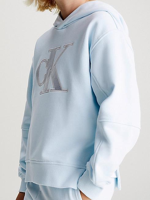 CALVIN KLEIN METALLIC SATIN MONOGRAM HOODIE