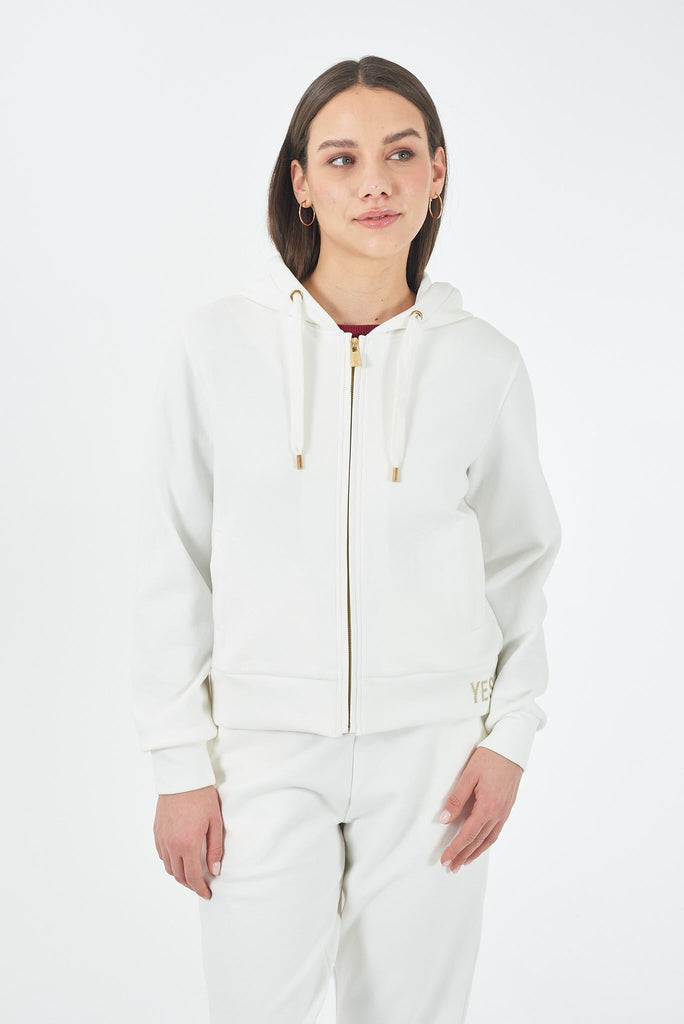 YES ZEE FELPA DONNA FULLZIP IN PUNTO MILANO, CAPPUCCIO