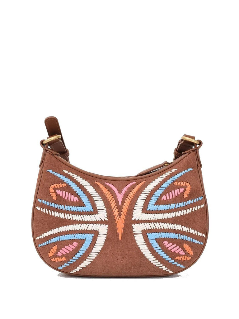 PINKO HALF MOON MINI FL SUEDE + RICA