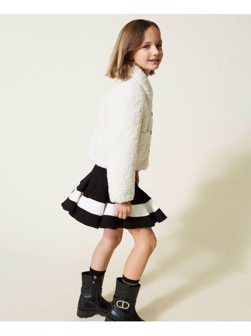 TWINSET GIACCA REVERSIBILE IN FIBRA LUNGA