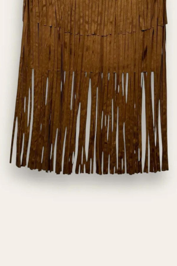 LOVEme Minigonna scamosciata con frange al ginocchio