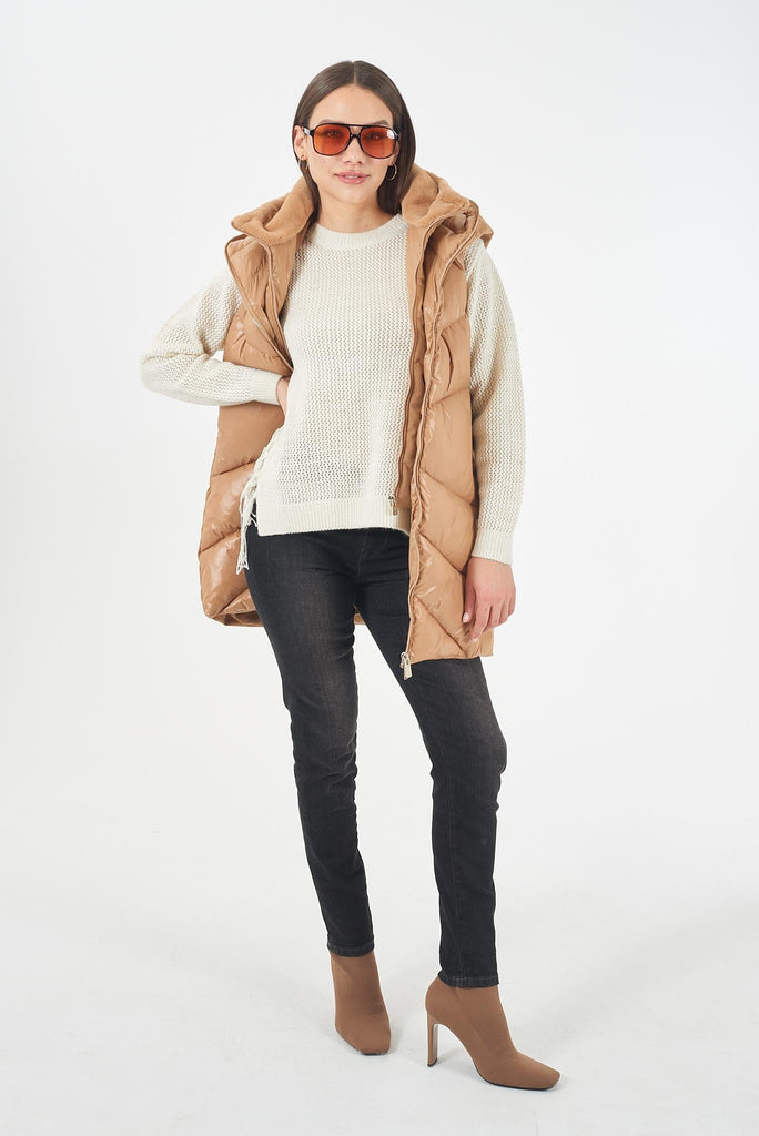 YES ZEE SMANICATO DONNA TRAPUNTATO CON FINTO GILET