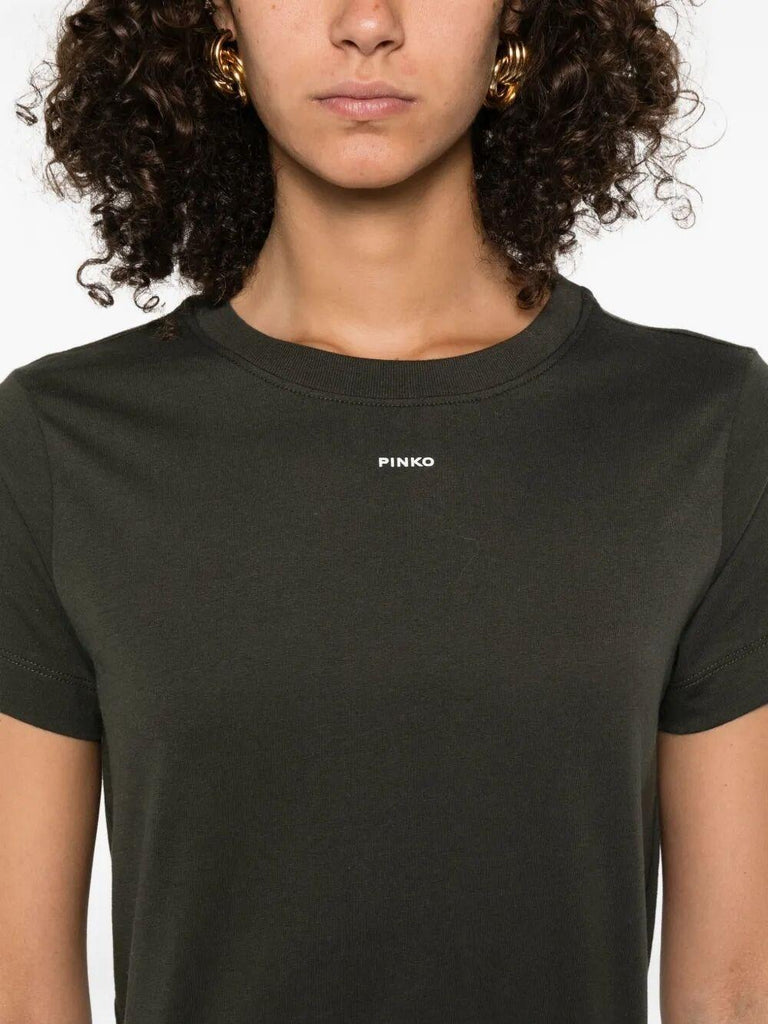 PINKO BASICO T-SHIRT JERSEY LOGO PIN