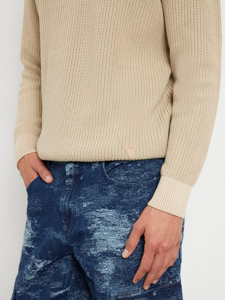 GUESS DELMAR CN LS WASHED RIBBED SWT