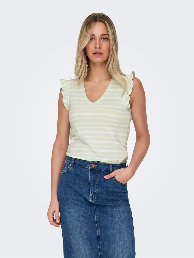 ONLY ONLMAY LIFE S/S FRILL V-NECK TOP BOX JRS
