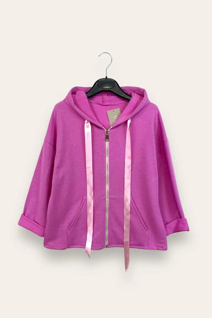 LOVEme Felpa con cordino in nastro, con zip e cappuccio
