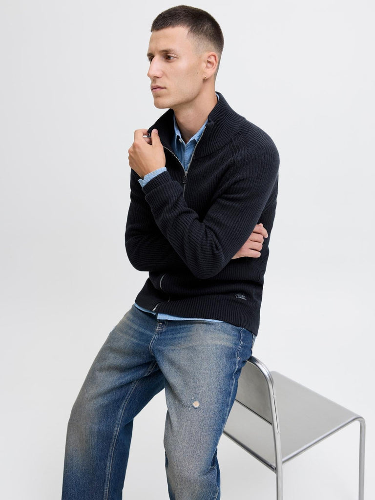 JACK AND JONES JJPANNEL KNIT ZIP CARDIGAN AW25