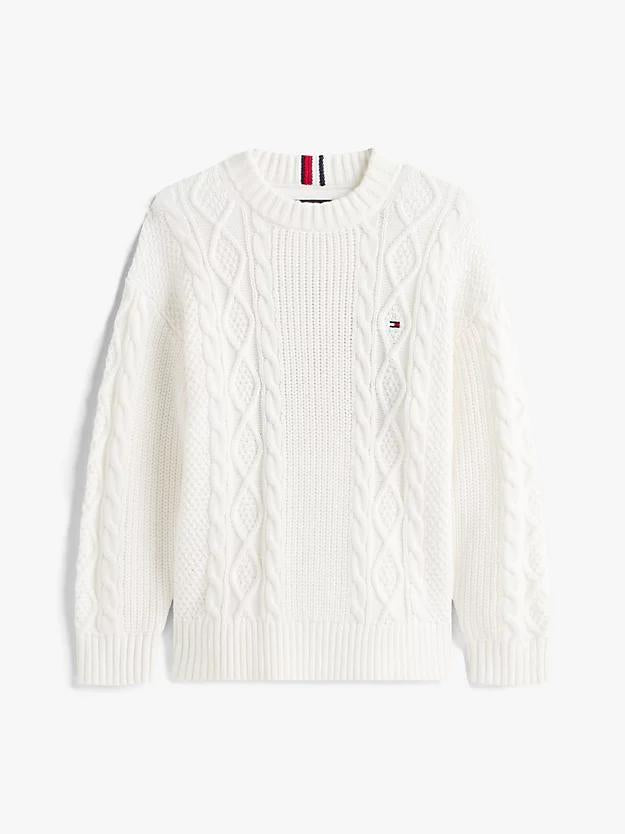TOMMY HILFIGER COTTON CABLE MIX GRAPHIC SWEAT