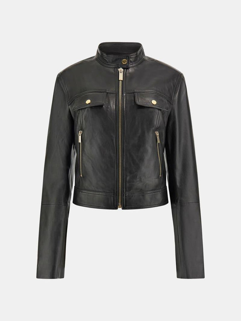 GUESS MARCIANO LANA LEATHER FITTED JACKET