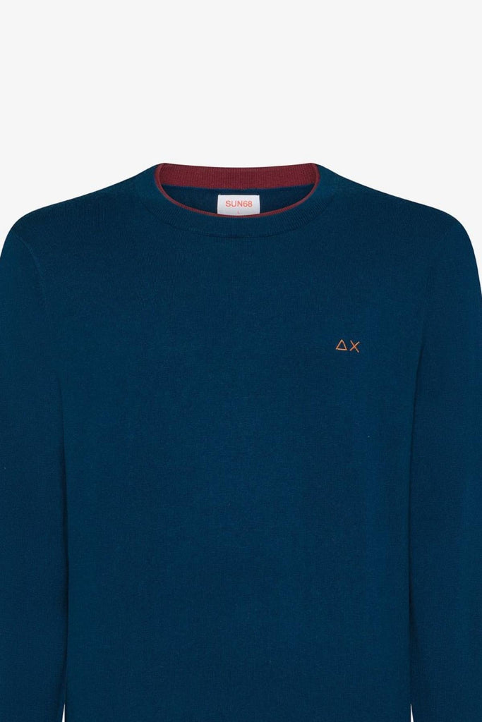 SUN68 ROUND SWEATER DOUBLE RIB L/S