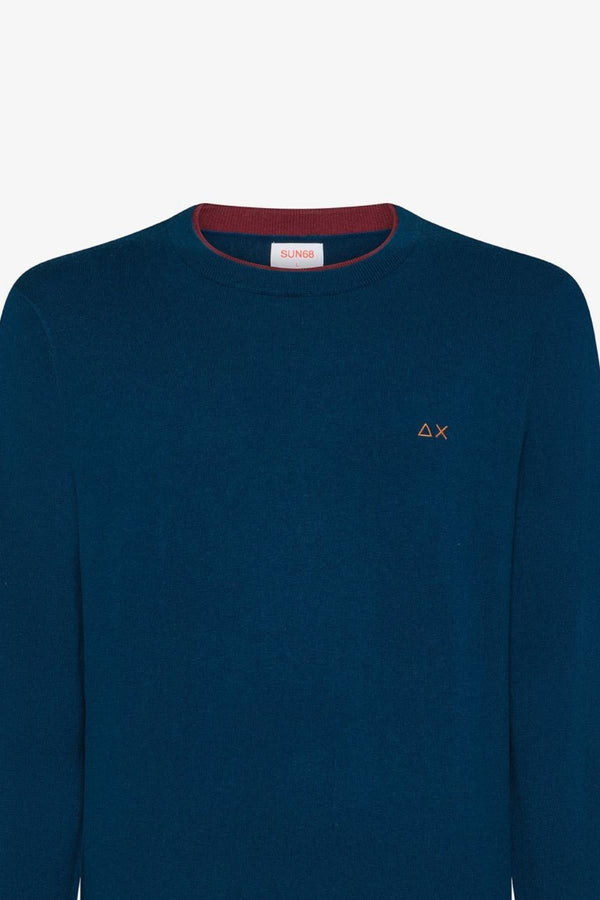 SUN68 ROUND SWEATER DOUBLE RIB L/S