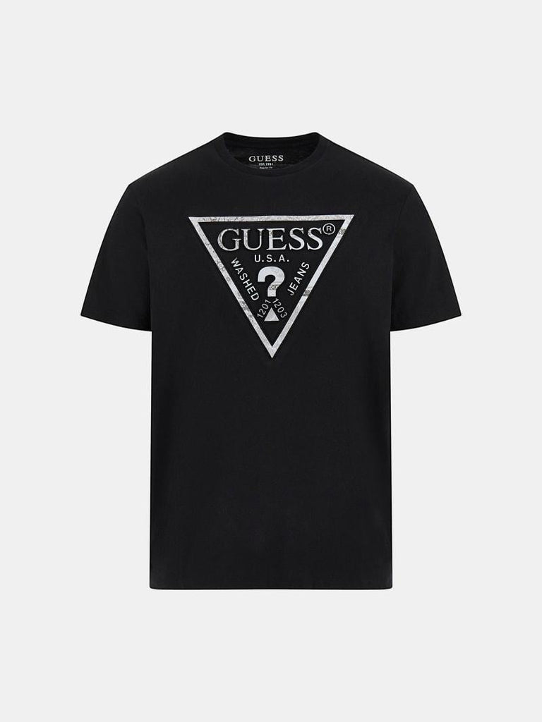 GUESS SS BSC PATCHWORK EMBO LOGO TEE