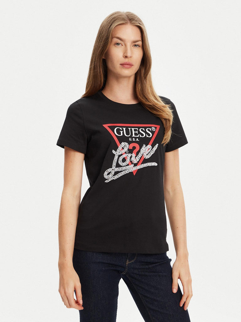 GUESS SS CN PEARLS LOVE TRIANGLE TEE
