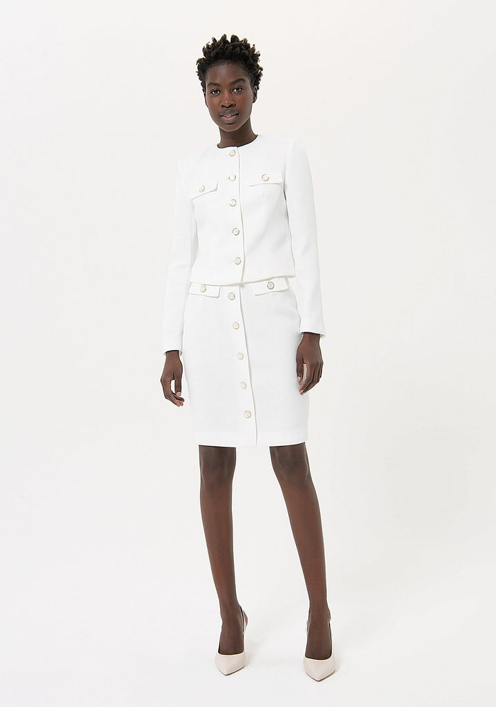 FRACOMINA PENCIL MIDI SKIRT WHITE