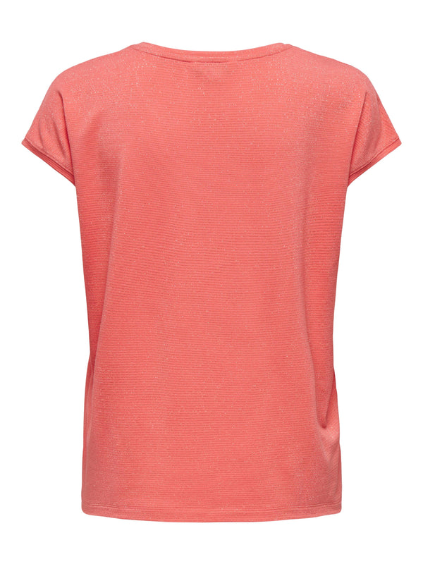 ONLY ONLCLAUDIA S/S GLITTER STRIPE TOP JRS