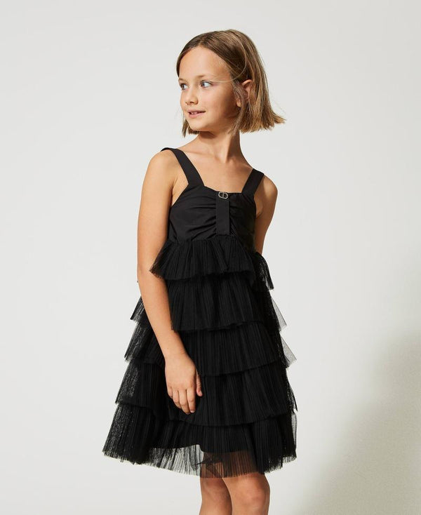 TWINSET ABITO CORTO A BALZE IN TULLE CON CORPINO IN TAF