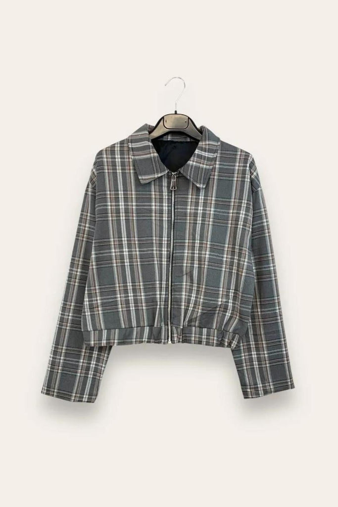 LOVEme Giacca tartan con zip e colletto