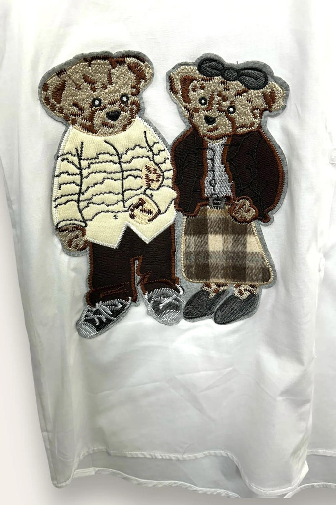 LOVEme Camicia over con una coppia di orso applicato