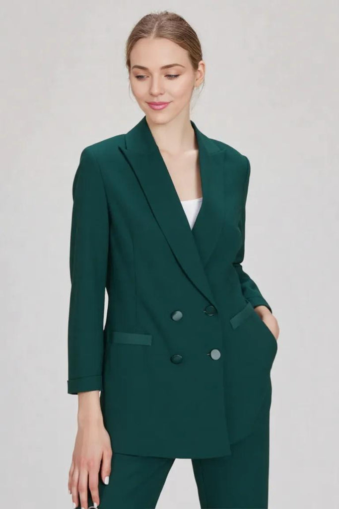 LOVEme Giacca doppio petto con inserti in raso