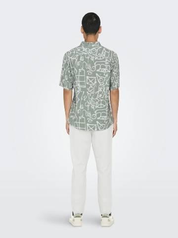 ONLY&SONS ONSBUD LIFE SS SLIM AOP VISC/LIN SHIRT