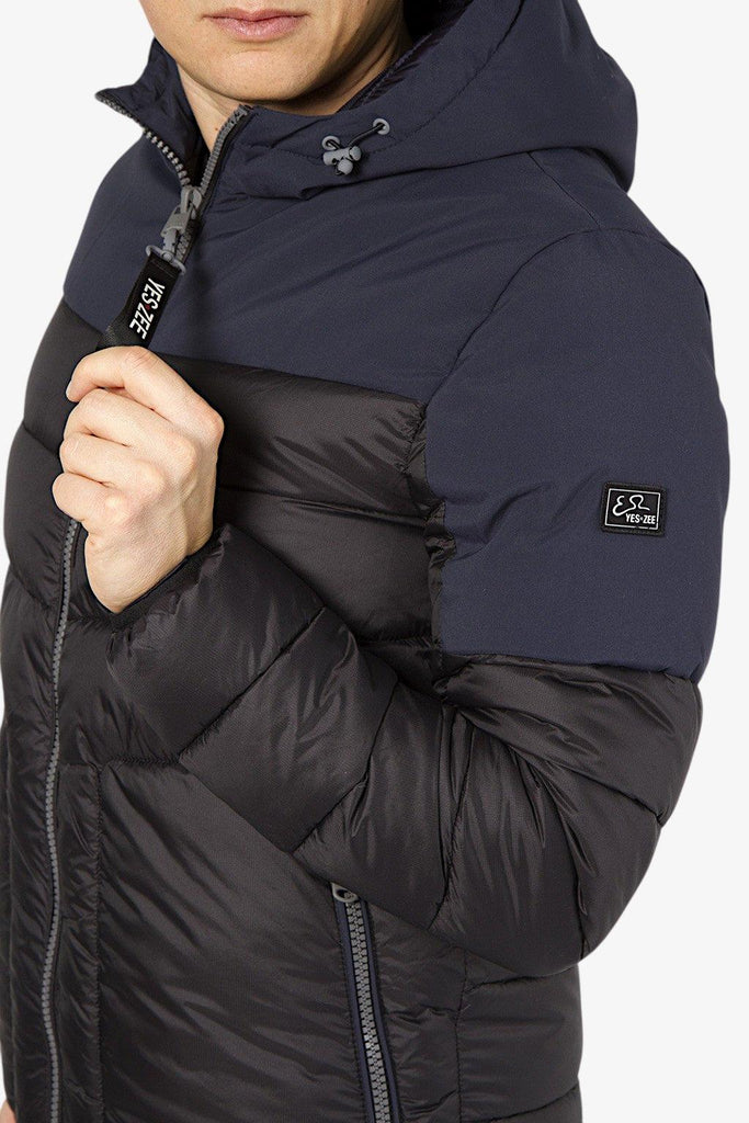 YES ZEE GIUBBINO UOMO BICOLOR TRAPUNTATO CON CAPPUCCIO