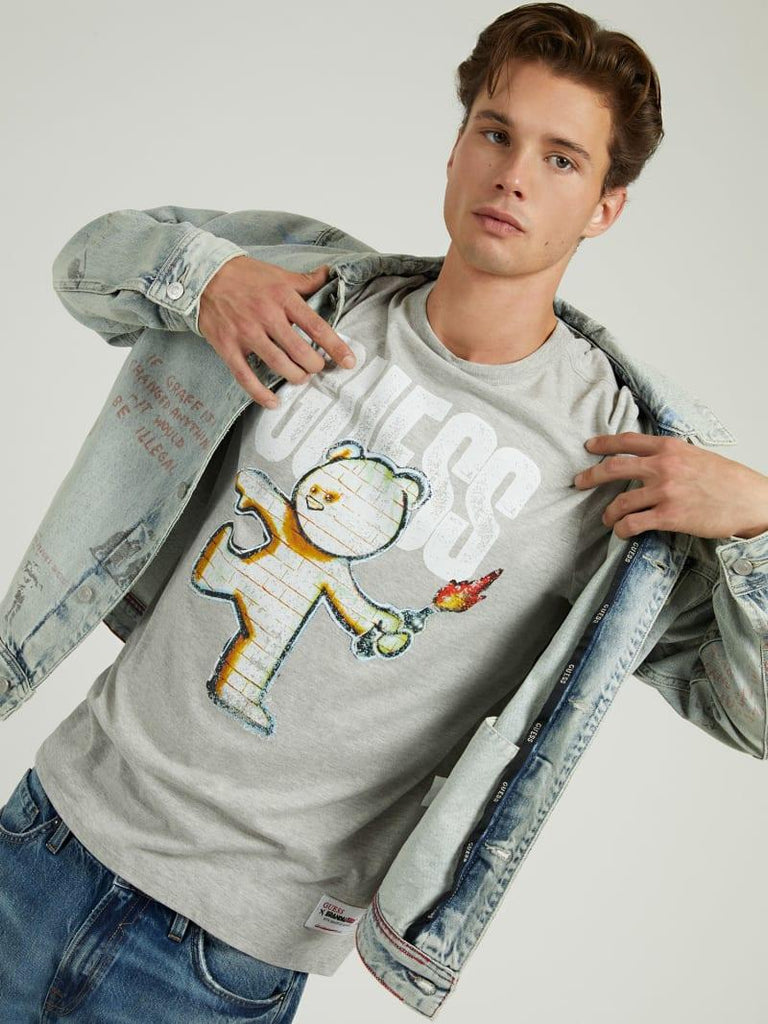 GUESS SS BSC MOLOTOV TEDDY HTHR TEE