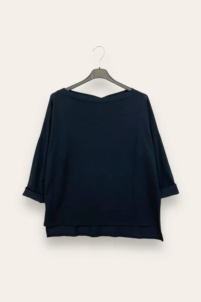 LOVEme Maglietta scollo a barca tinta unita