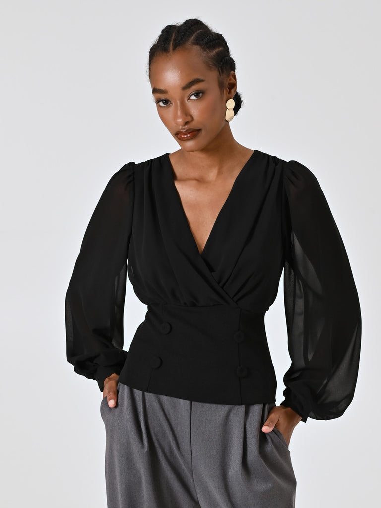 RINASCIMENTO FSTYLE AI9065-B BLUSA SFIANCATA