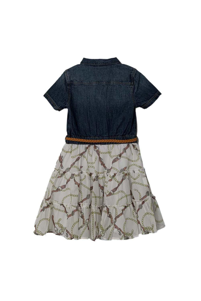 GUESS MIXED FABRIC SS DRESS W/BELT