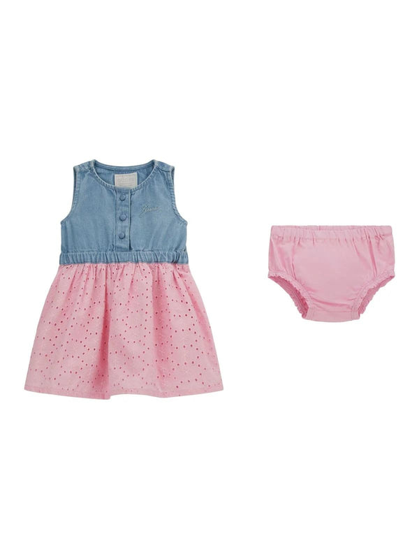 GUESS SET MIXED FABRIC DRESS+PANTIE
