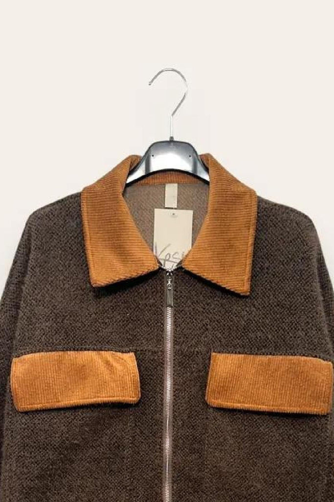 LOVEme Giacca pelosetta con colletto e tasche in velluto