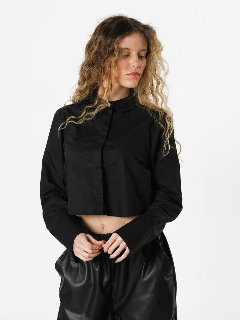 ONLY ONLNITA CROPPED SIMILI BUTTON SHIRT WVN