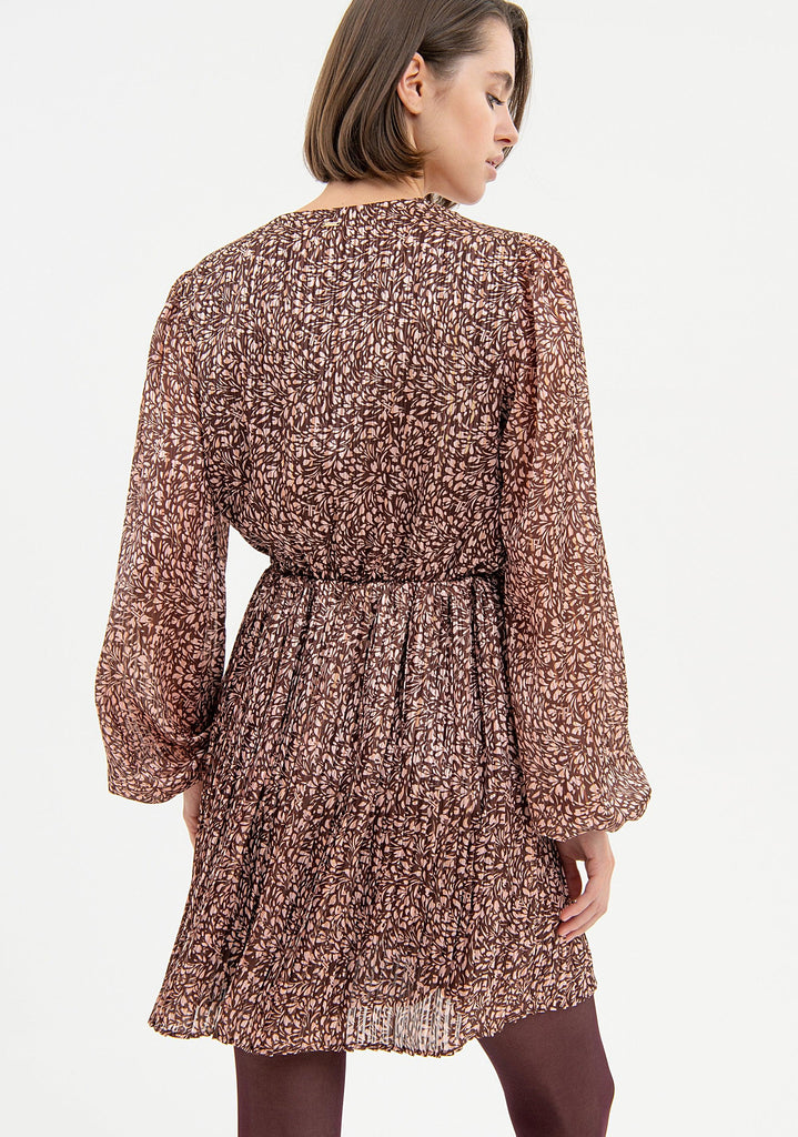 FRACOMINA SHORT DRESS PRINT BROWNPOWDER