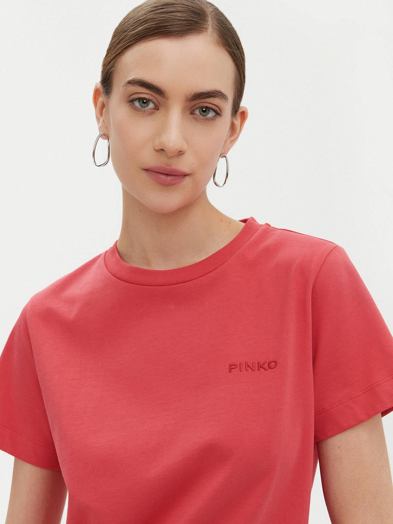 PINKO START T-SHIRT JERSEY LOGO PINK