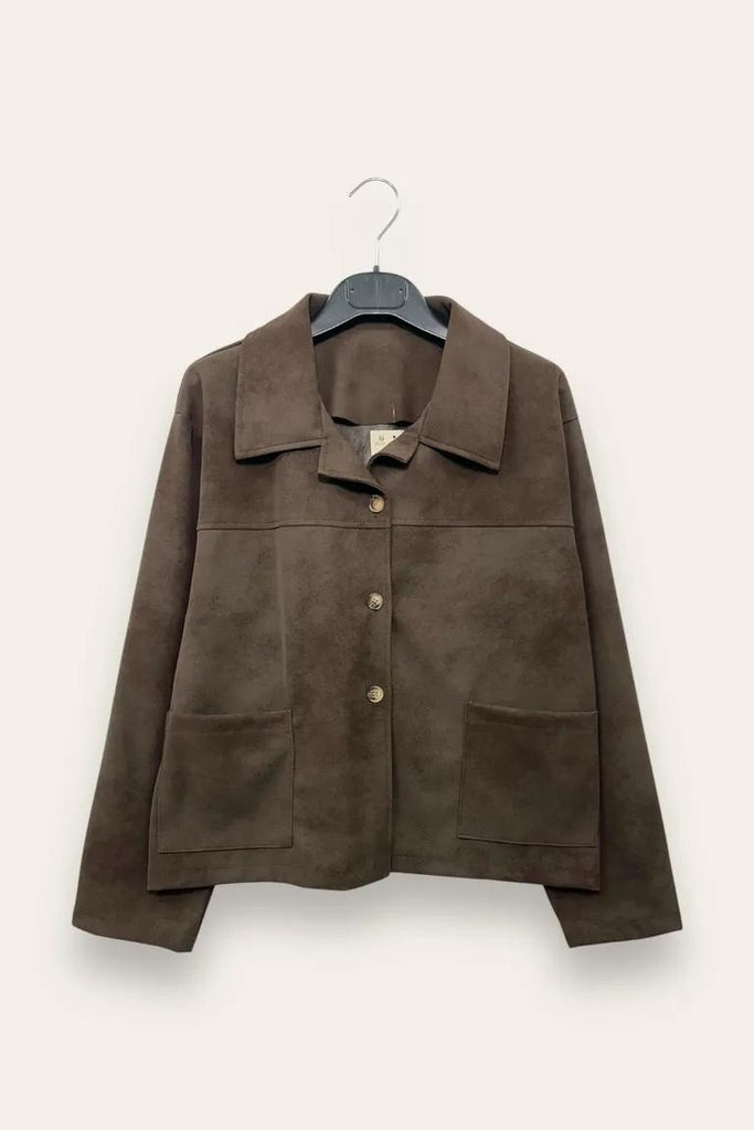 LOVEme Giacca ecopelle cerata con due tasche davanti