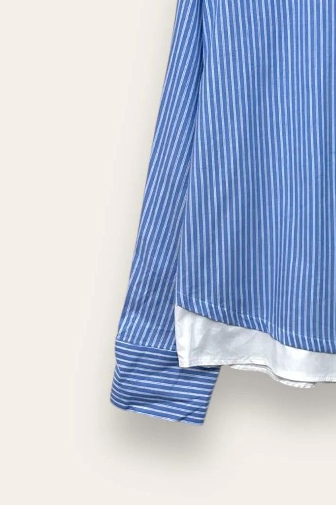 LOVEme Camicia a righe con inserto tinta unita al fondo