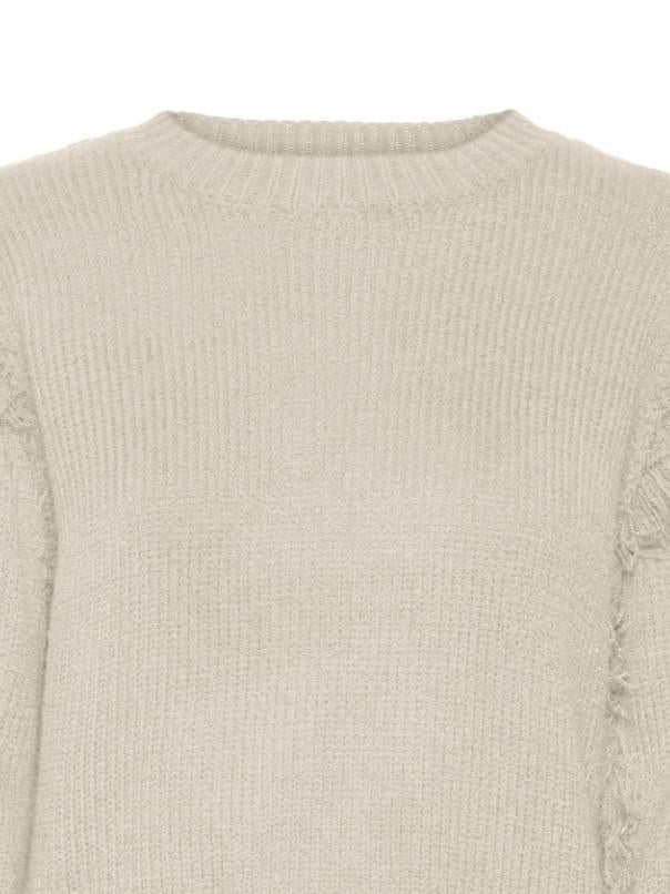 VERO MODA VMGIANNA LS O-NECK SHORT FRINGE PULLOVER