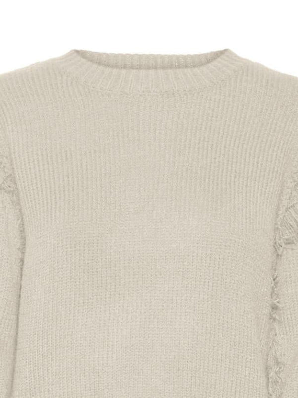 VERO MODA VMGIANNA LS O-NECK SHORT FRINGE PULLOVER