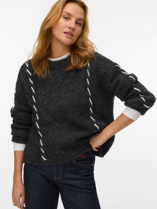 VERO MODA VMILINA LS O-NECK HANDSTITCH PULLOVER