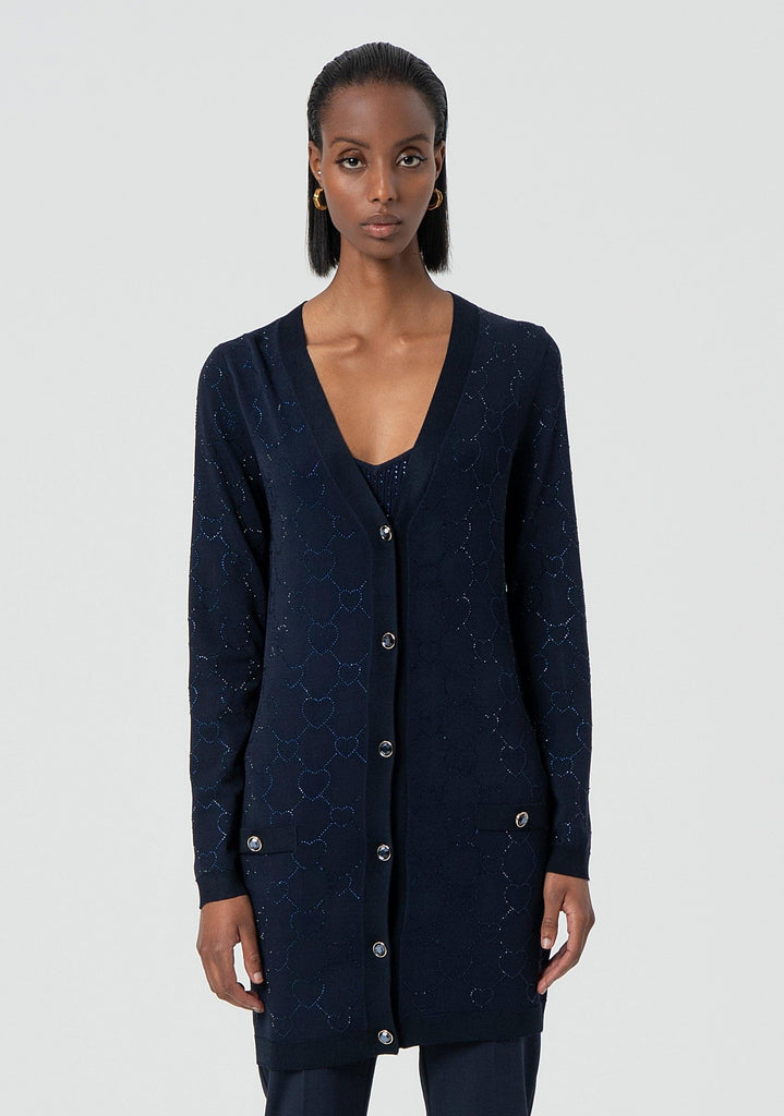 FRACOMINA EMBELLISHED V-NECKLINE CARDIGAN DAR